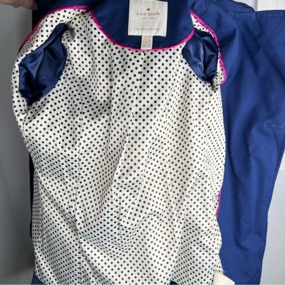 Kate Spade Navy Blue Double Breasted Trench Jacket XS - Picture 6 of 6